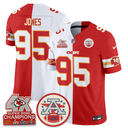 Kansas City Chiefs 4X Champs Patch Split Edition Vapor Jersey - Stitched