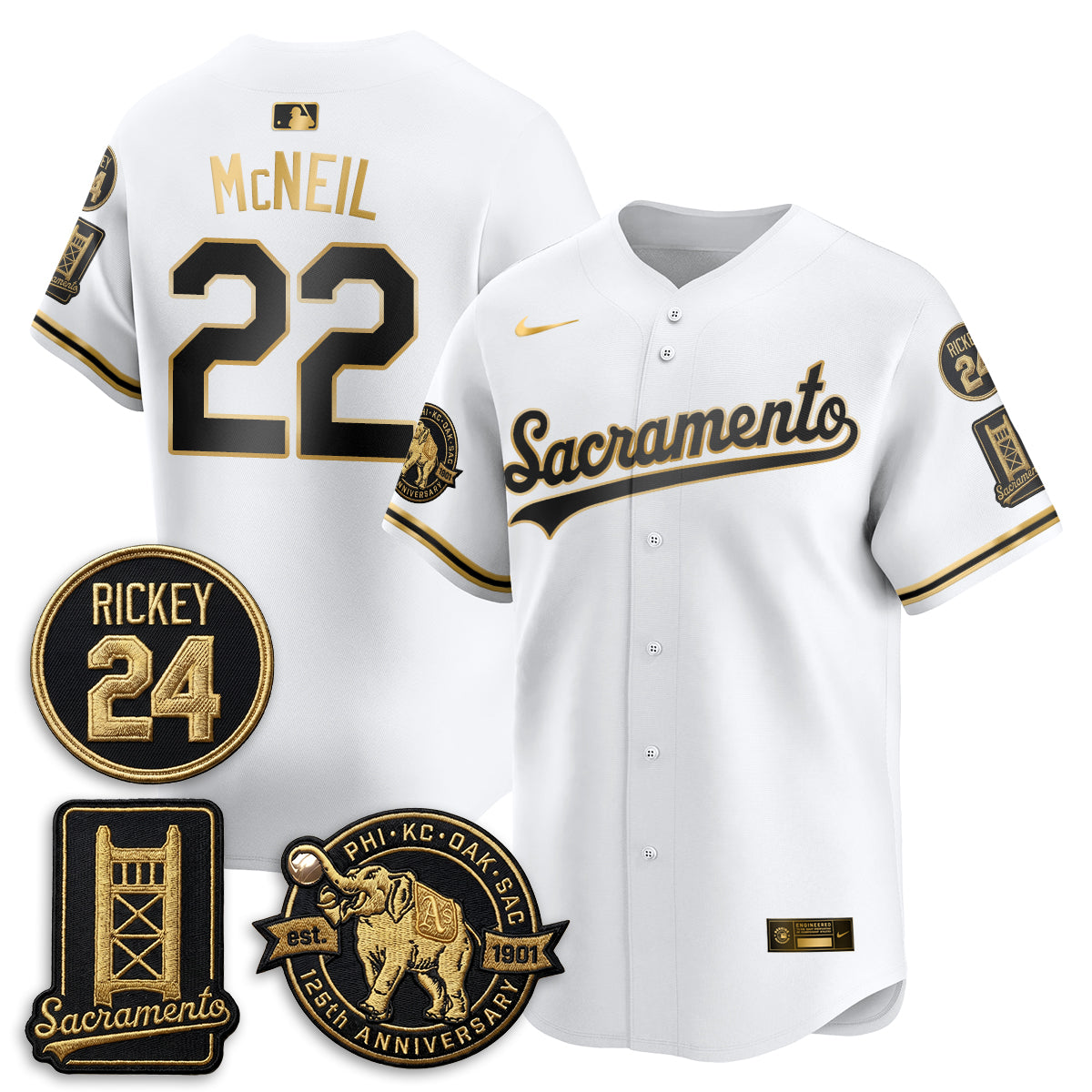 OAK 2026 Alternate Sacramento 125 Years Limited Vapor Gold Edition Jersey - All Stitched