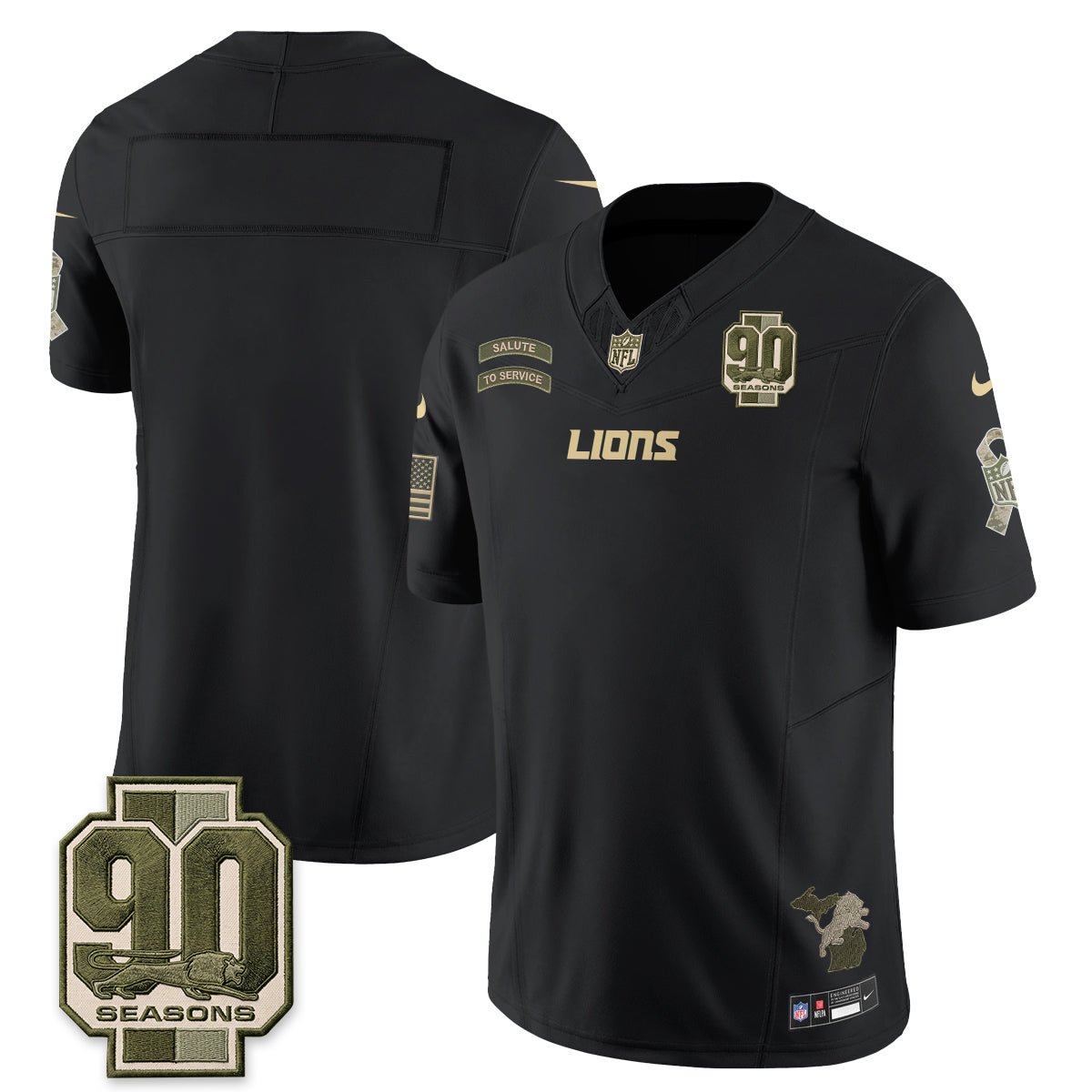 Detroit Lions 2026 Salute to Service Vapor Jersey V2- Stitched
