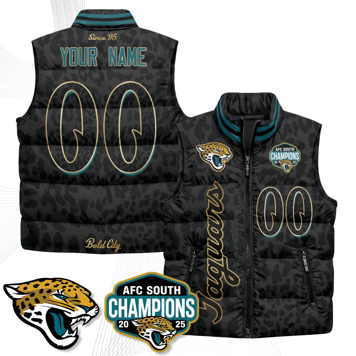 Jacksonville Jaguars 2026 Rivalries Custom Puffer Vest - Printed
