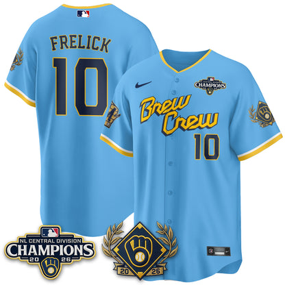 Milwaukee Brewers 2026 NL Division Champs Vapor Gold Jersey - Stitched