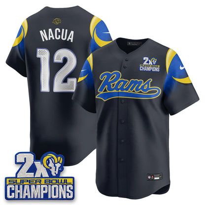 LAR 2X Champs Fearsome White Baseball Vapor Jersey - Stitched