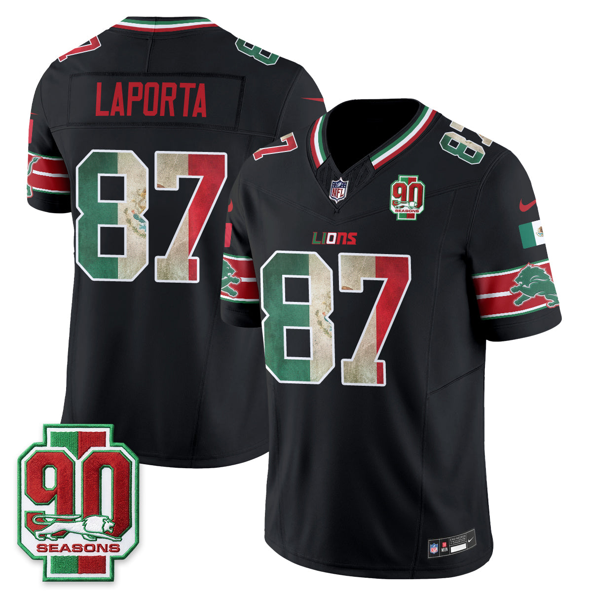 DET Mexico Edition Vapor Jersey - Stitched