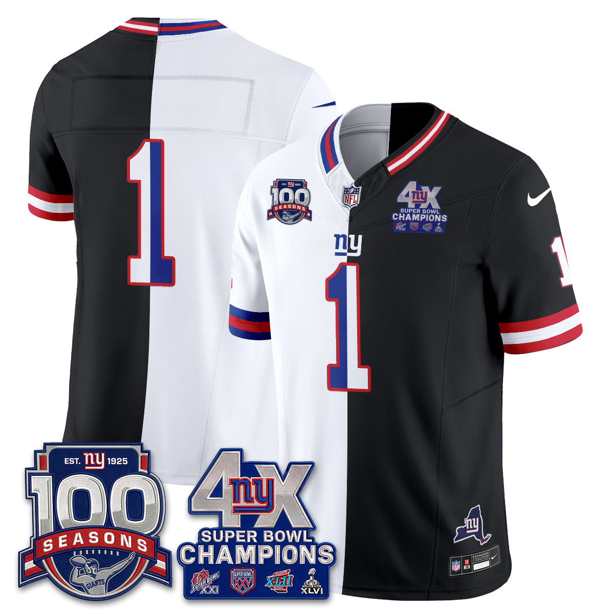 New York Giants 4X SBowl Split Edition Vapor Jersey - Stitched