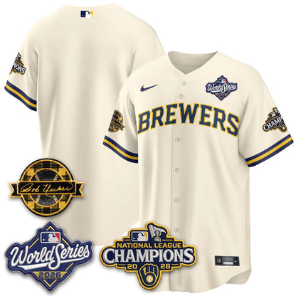 MIL WS26 - Bob Uecker Patch Black Gold Jersey - Stitched (Tiktok)