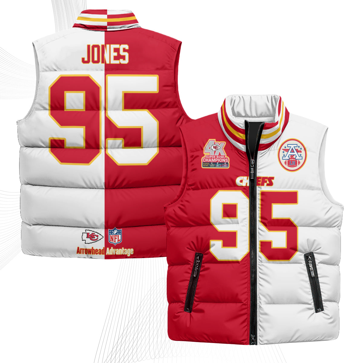 KC 4X Champs Gold Edition Puffer Vest - Printed