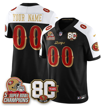 SF 80 Years & 5X Champs Rivalries Vapor Custom Jersey - Stitched