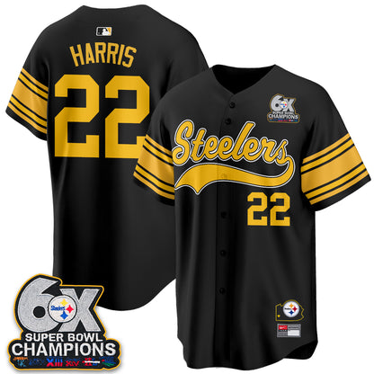 Pittsburgh Steelers 6X Champs Throwback Baseball Vapor Jersey - Stitched