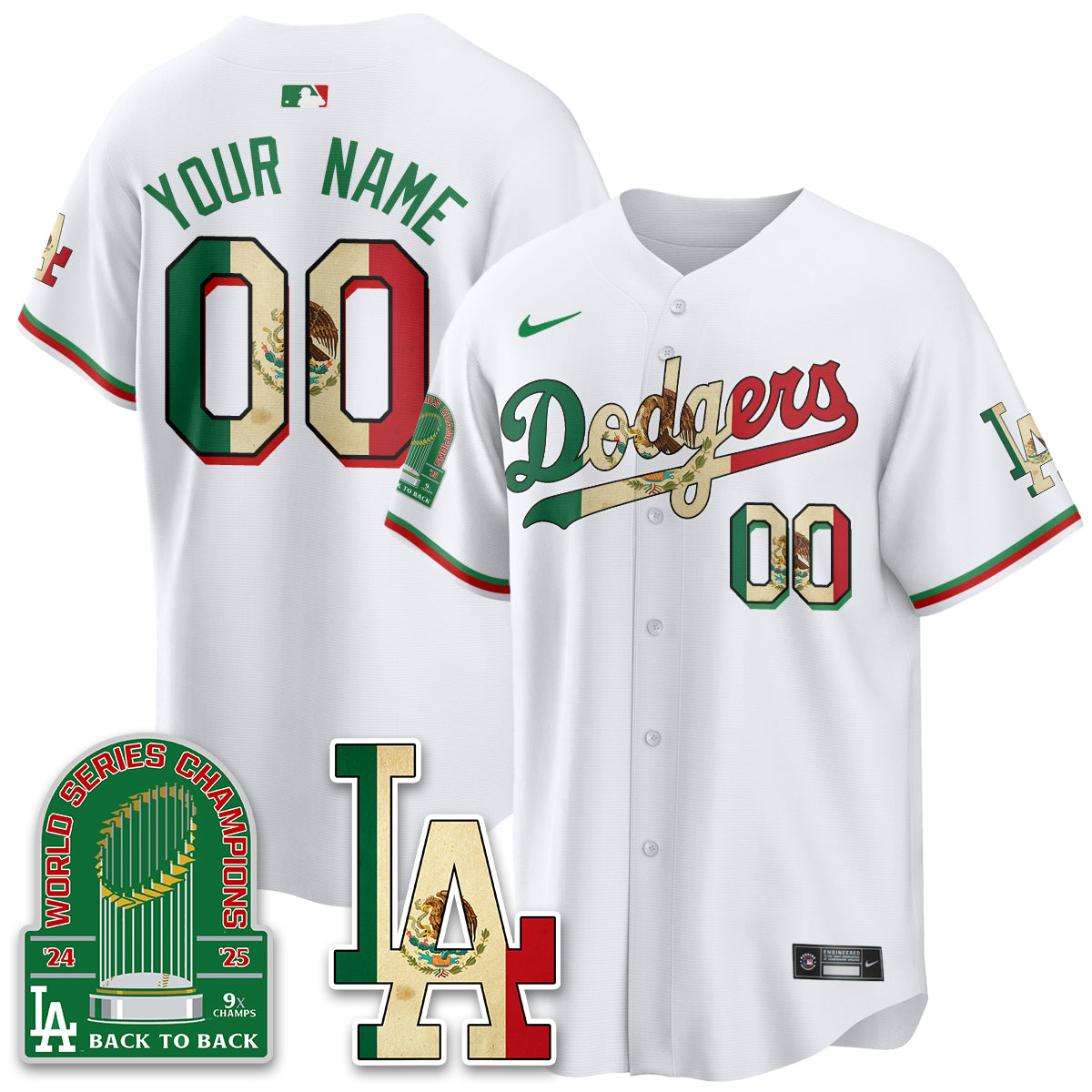 Los Angeles Dodgers Mexico Style Vapor Custom Jersey - Stitched