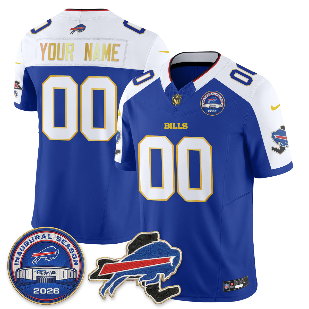 BUF 2026 Gold Trim Edition Vapor Custom Jersey - Stitched