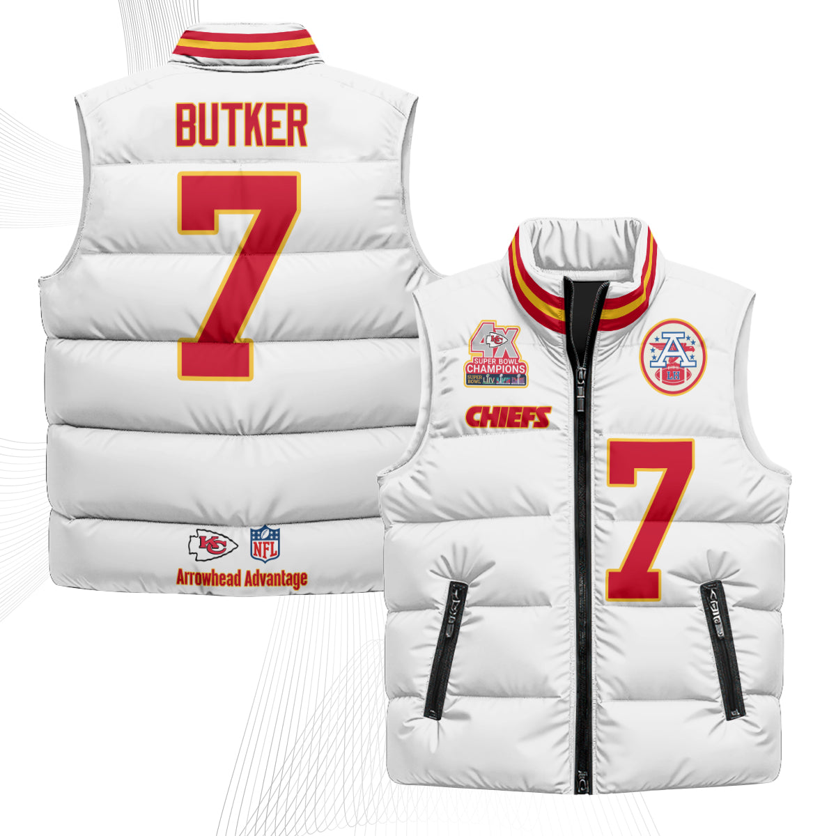KC 4X Champs Gold Edition Puffer Vest - Printed