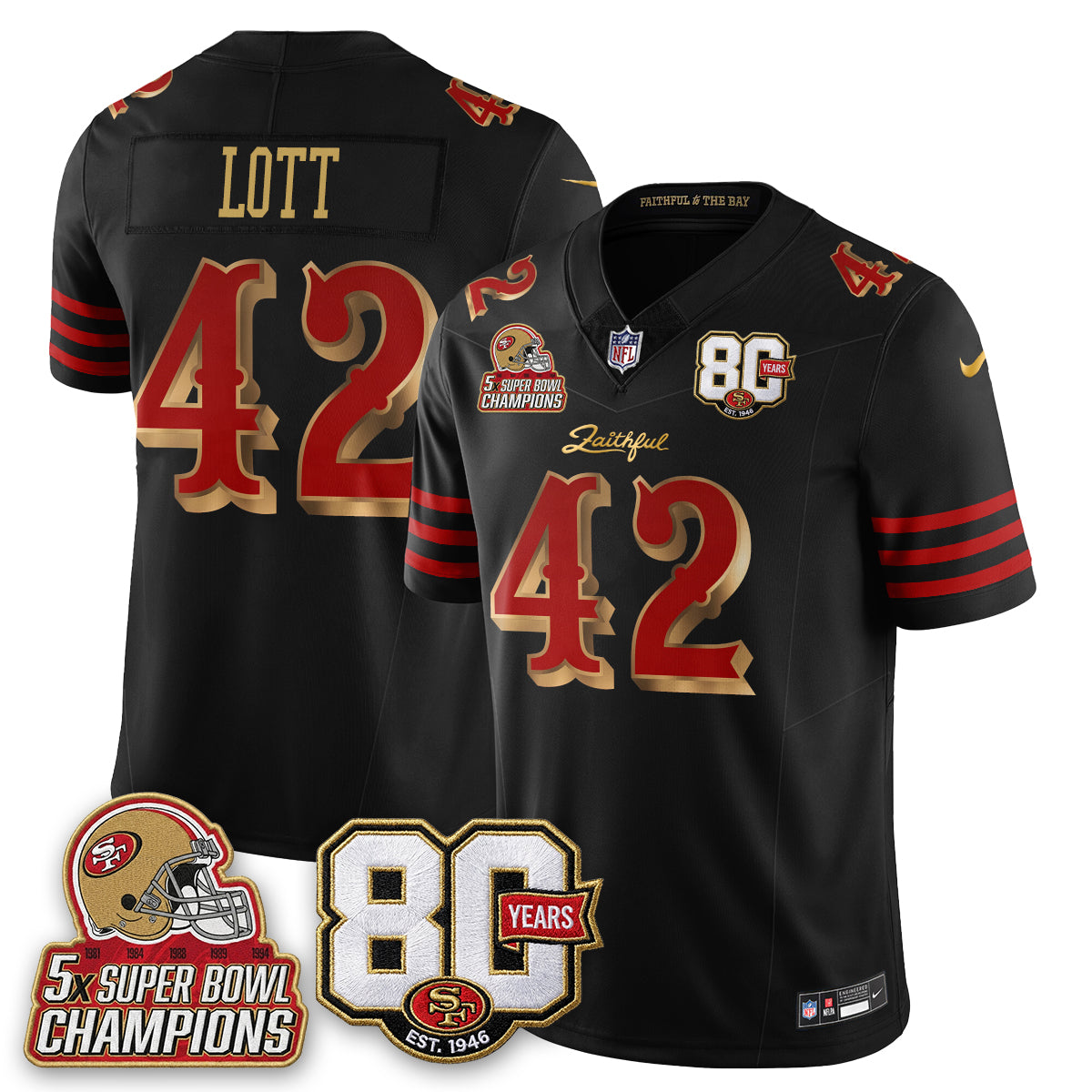 SF 80 Years & 5X Champs Rivalries Vapor Jersey - Stitched