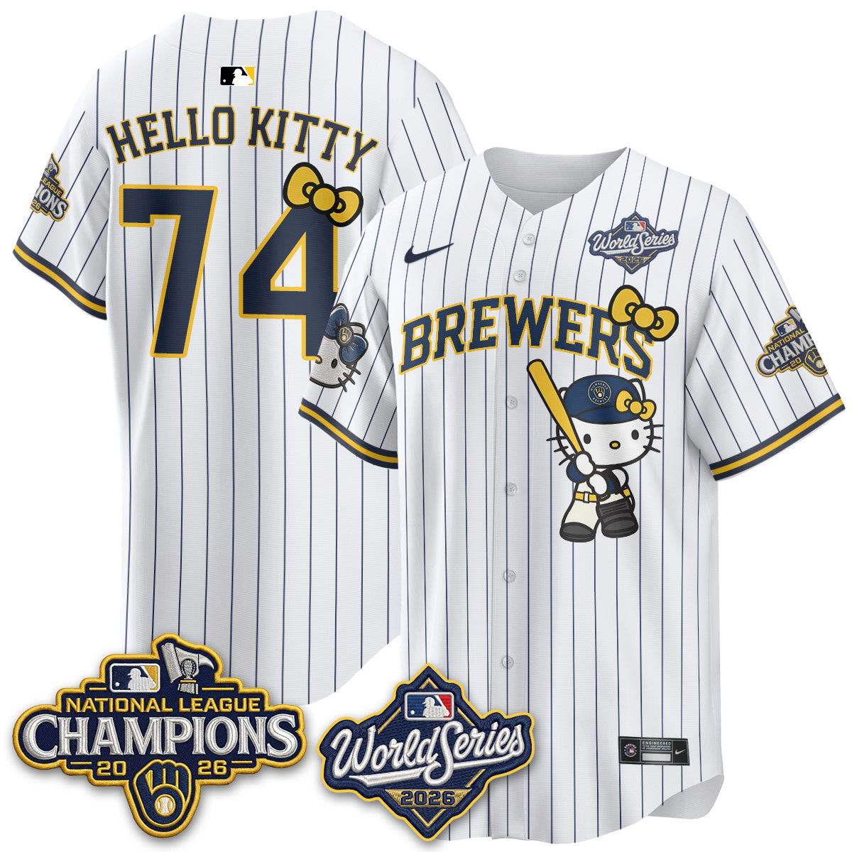 Milwaukee Brewers 2026 NL Champions x Meow KT Vapor Jersey - Stitched