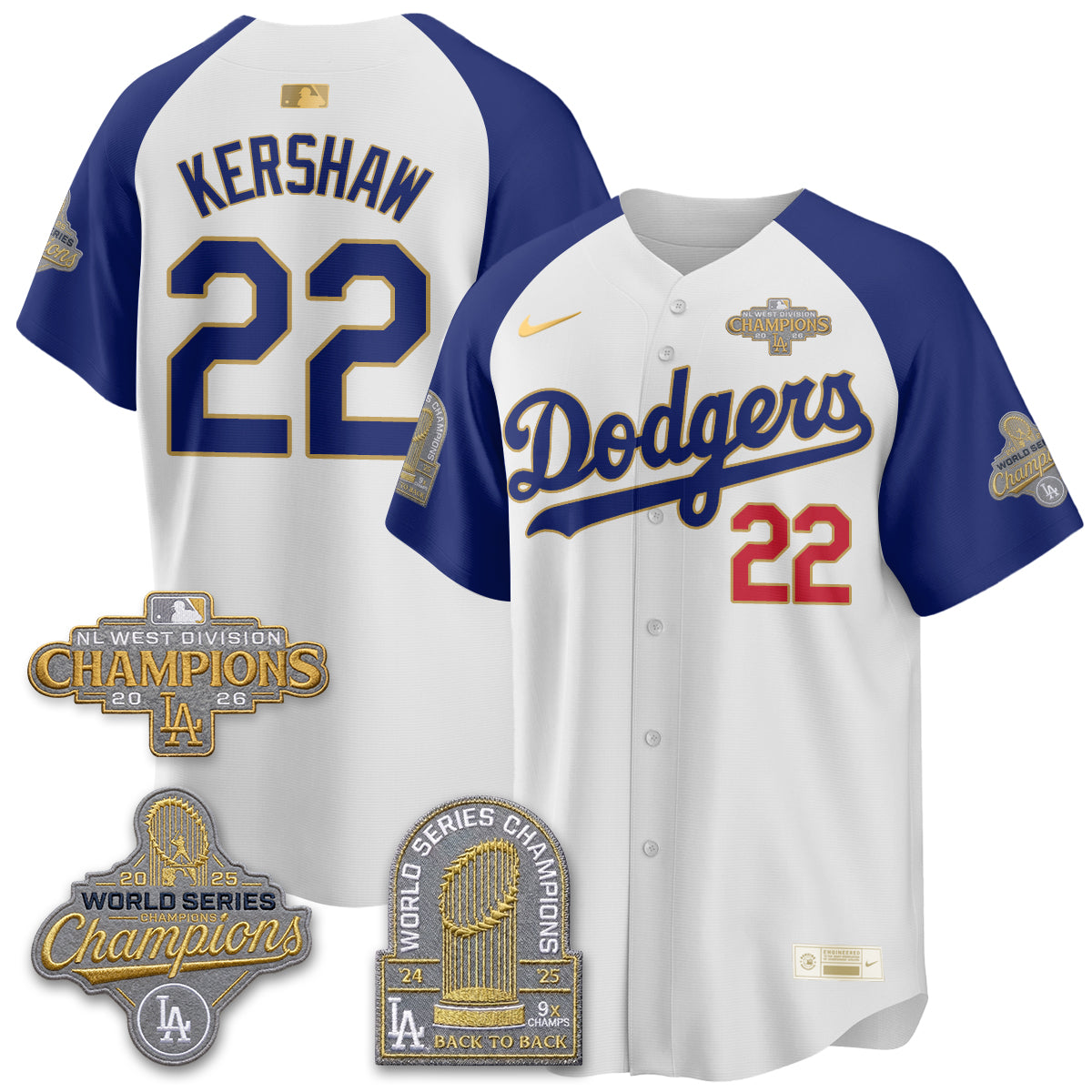 Los Angeles Dodgers 2026 NL West Champs Black Gold Vapor Jersey- Stitched
