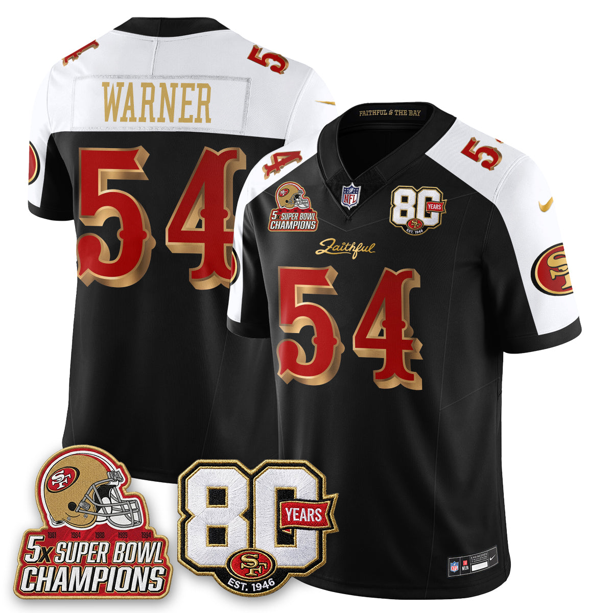 SF 80 Years & 5X Champs Rivalries Vapor Jersey - Stitched