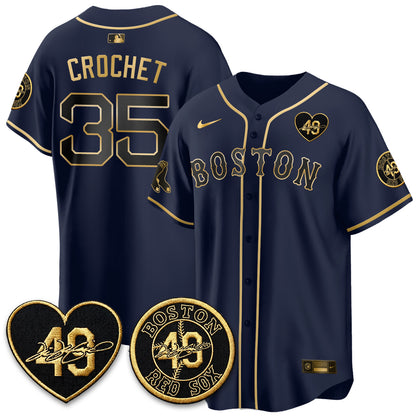BOS Tim Wakefield Memorial Patch Vaper Premier Limited Gold Edition Jersey - Stitched