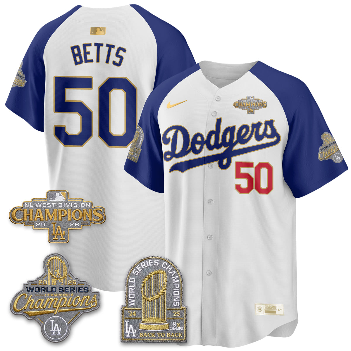 Los Angeles Dodgers 2026 NL West Champs Black Gold Vapor Jersey- Stitched