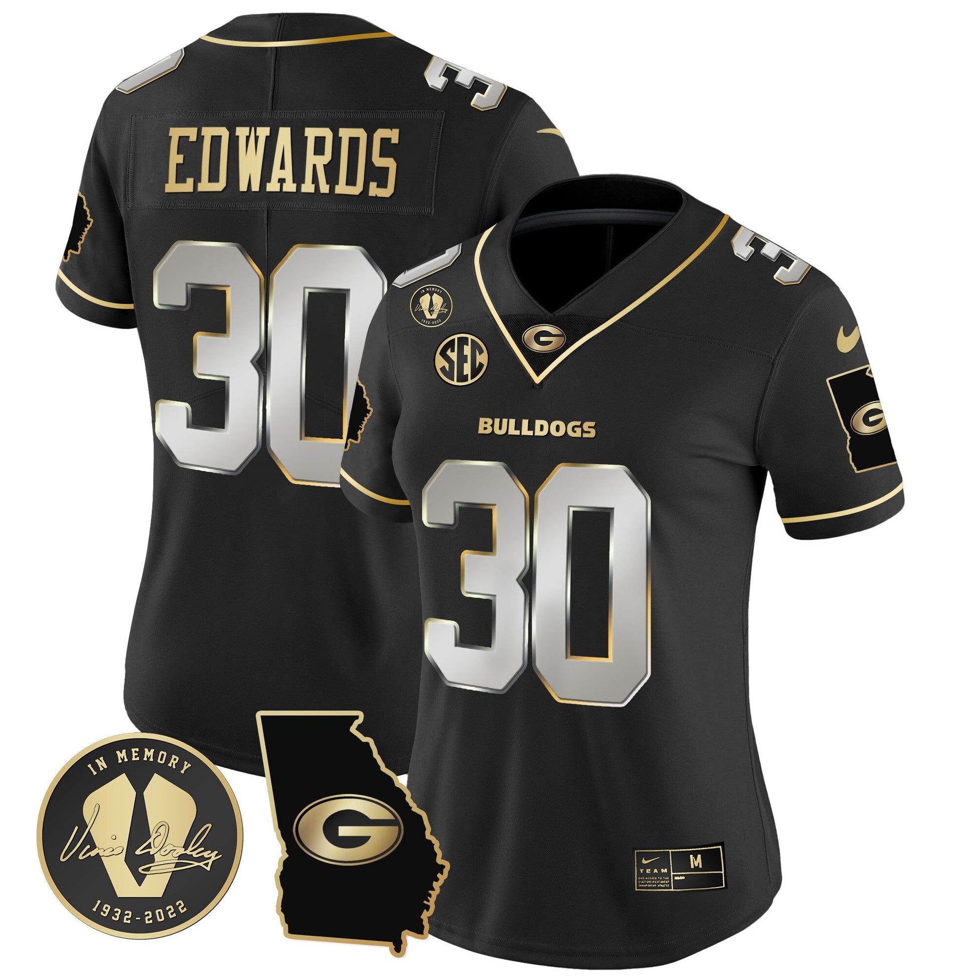 Women's Georgia Bulldogs 2023 Vapor Jersey V3 - Georgia Map - All Stitched