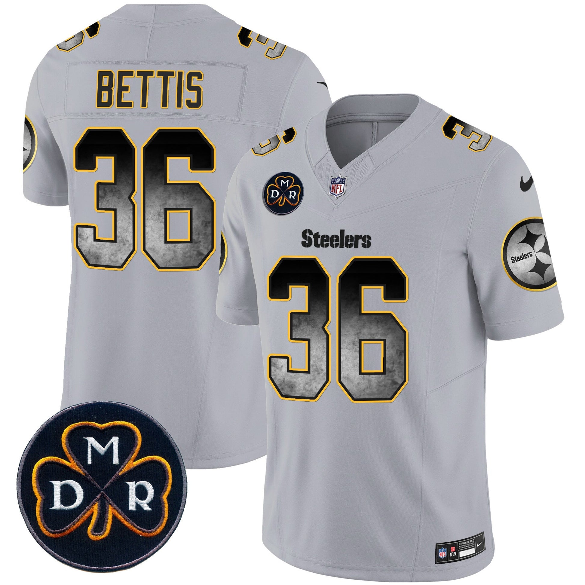 Men's Steelers DMR Patch Arch Smoke Vapor Limited Jersey - All Stitched