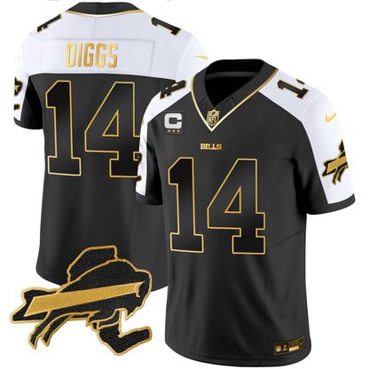 Men's Bills New York Patch Gold Vapor Limited Jersey - All Stitched