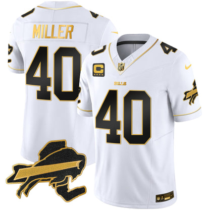 Men's Bills New York Patch Gold Vapor Limited Jersey - All Stitched