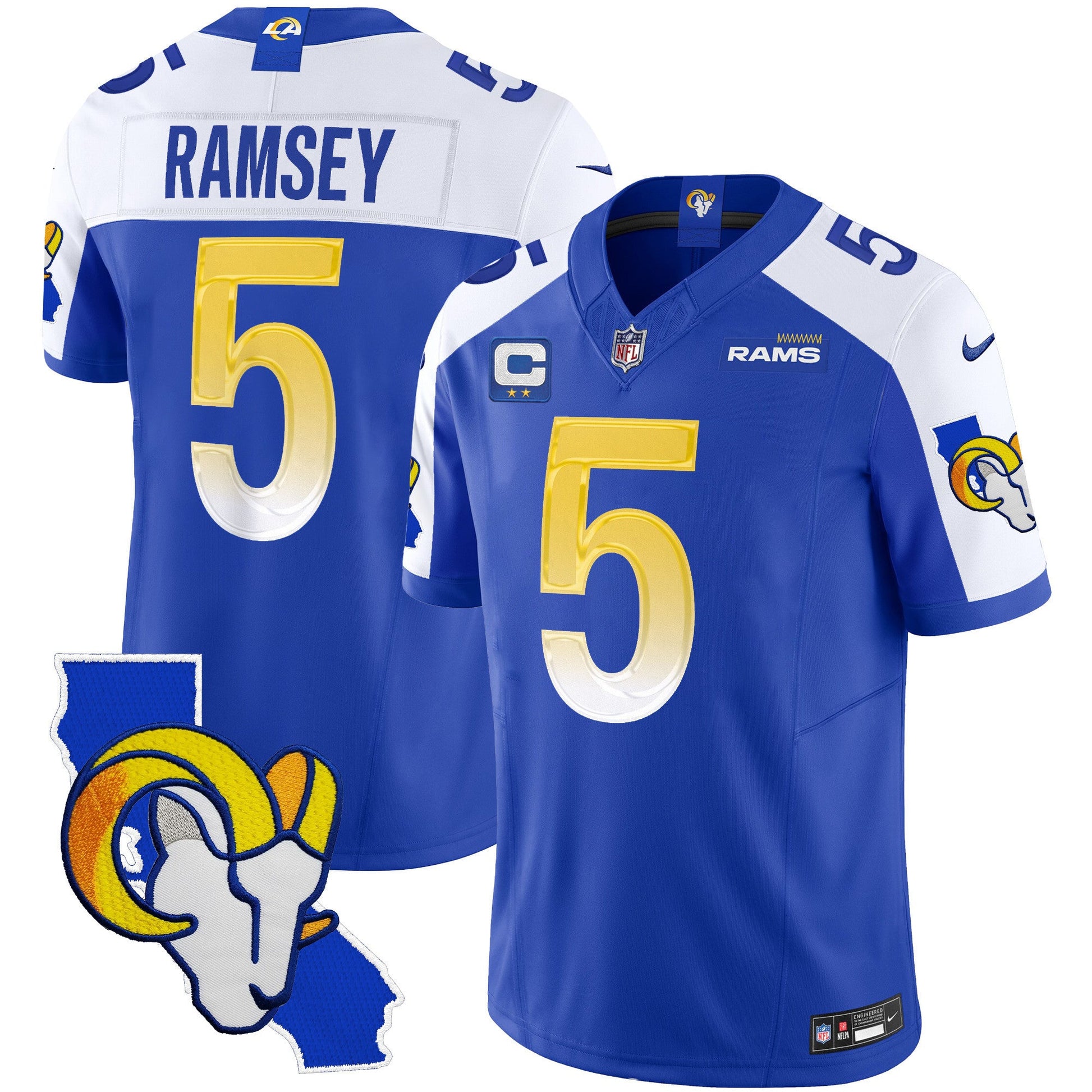 Men's Rams California Patch Vapor Limited Jersey - All Stitched