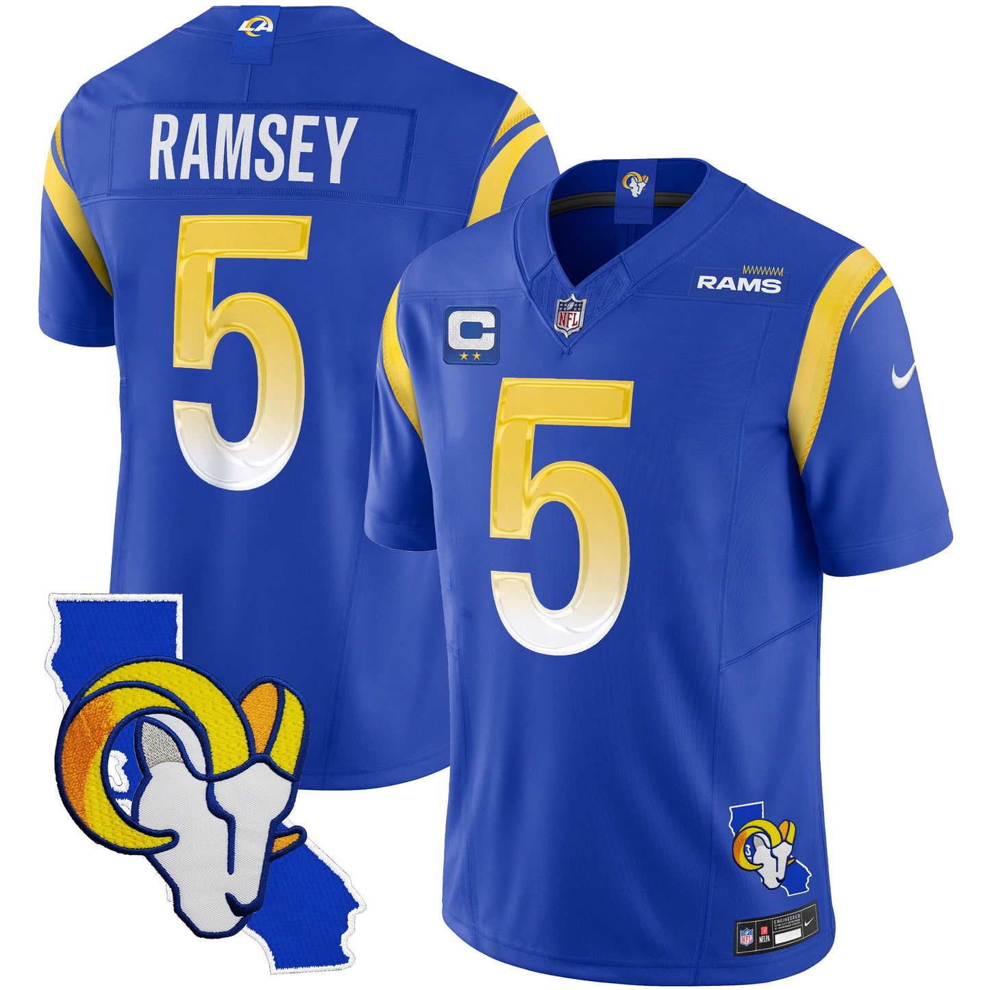 Men's Rams California Patch Vapor Limited Jersey - All Stitched