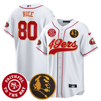 Men's 49ers Faithful & John Madden Patch Baseball Gold Trim Jersey - All Stitched