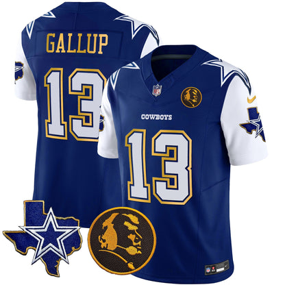 Men's Cowboys Texas & John Madden Patch Gold Trim Vapor Jersey - All Stitched