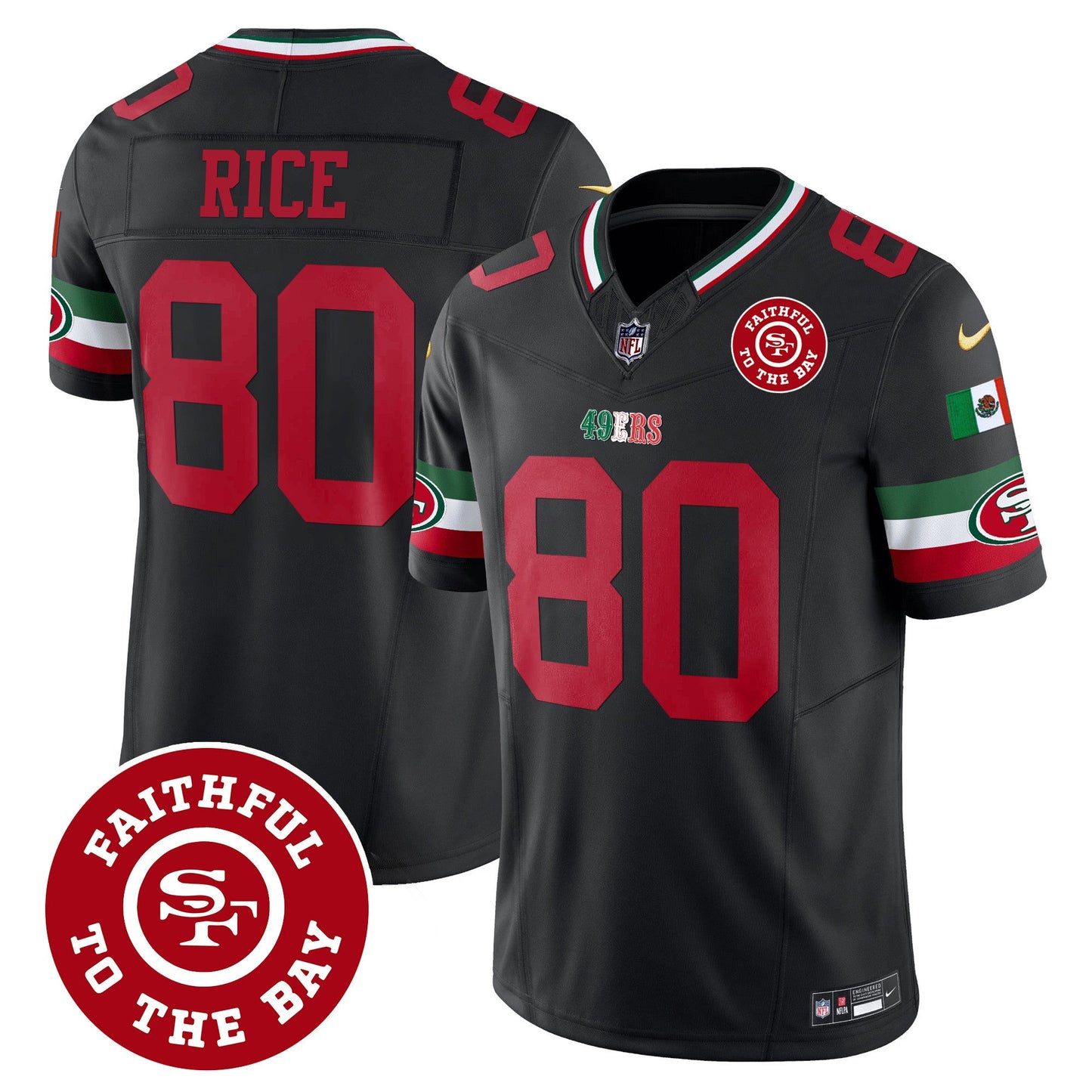 Men's 49ers Mexico Faithful To The Bay Patch Vapor Jersey - All Stitched