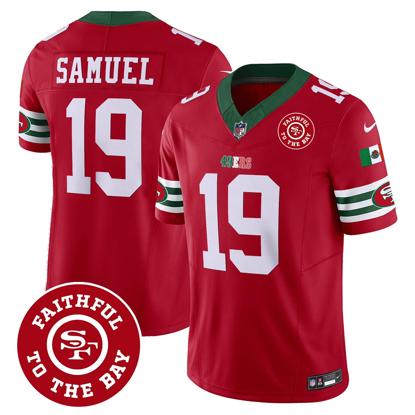 Men's 49ers Mexico Faithful To The Bay Patch Vapor Jersey - All Stitched