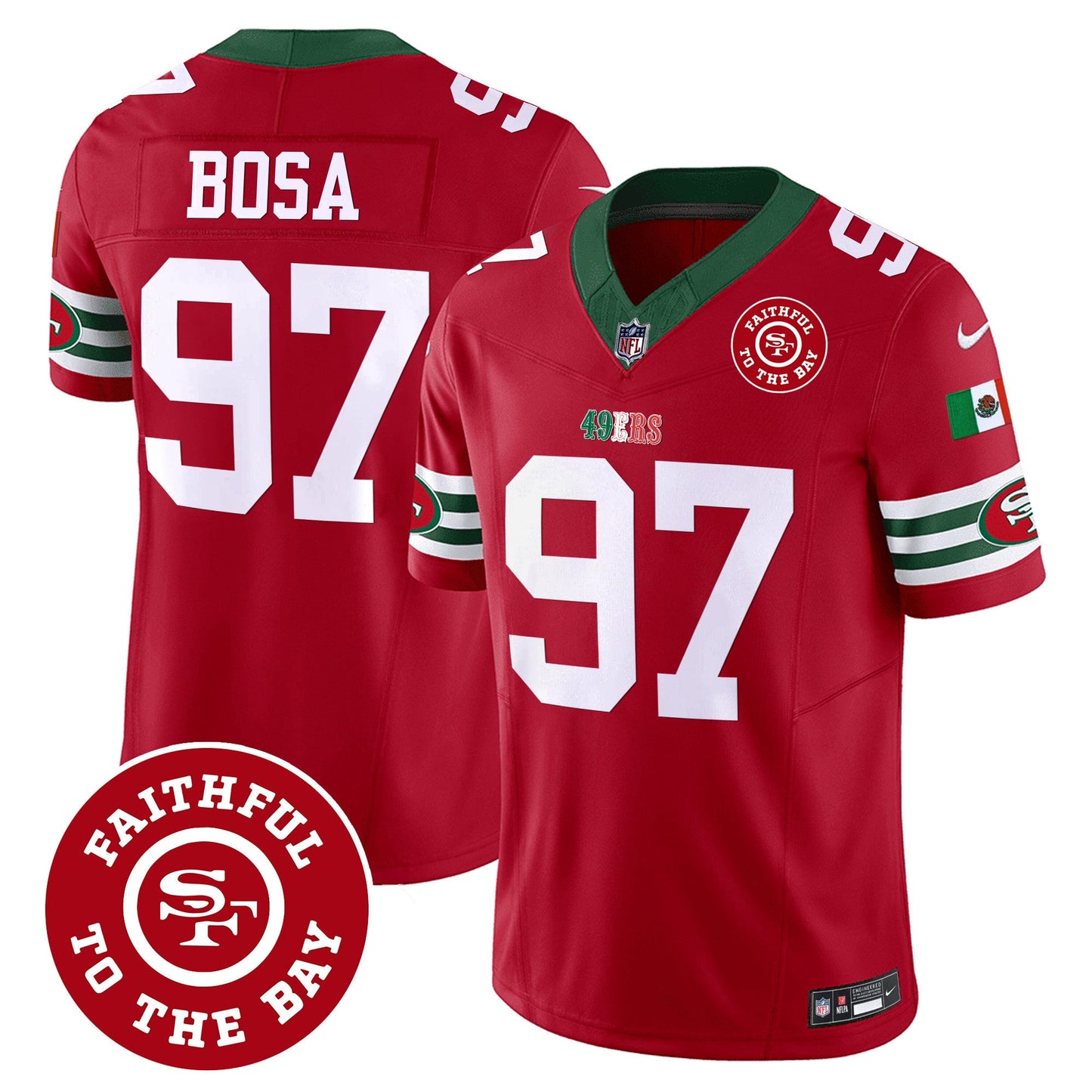 Men's 49ers Mexico Faithful To The Bay Patch Vapor Jersey - All Stitched