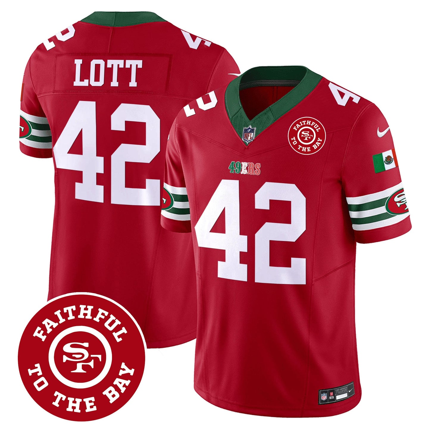 Men's 49ers Mexico Faithful To The Bay Patch Vapor Jersey - All Stitched