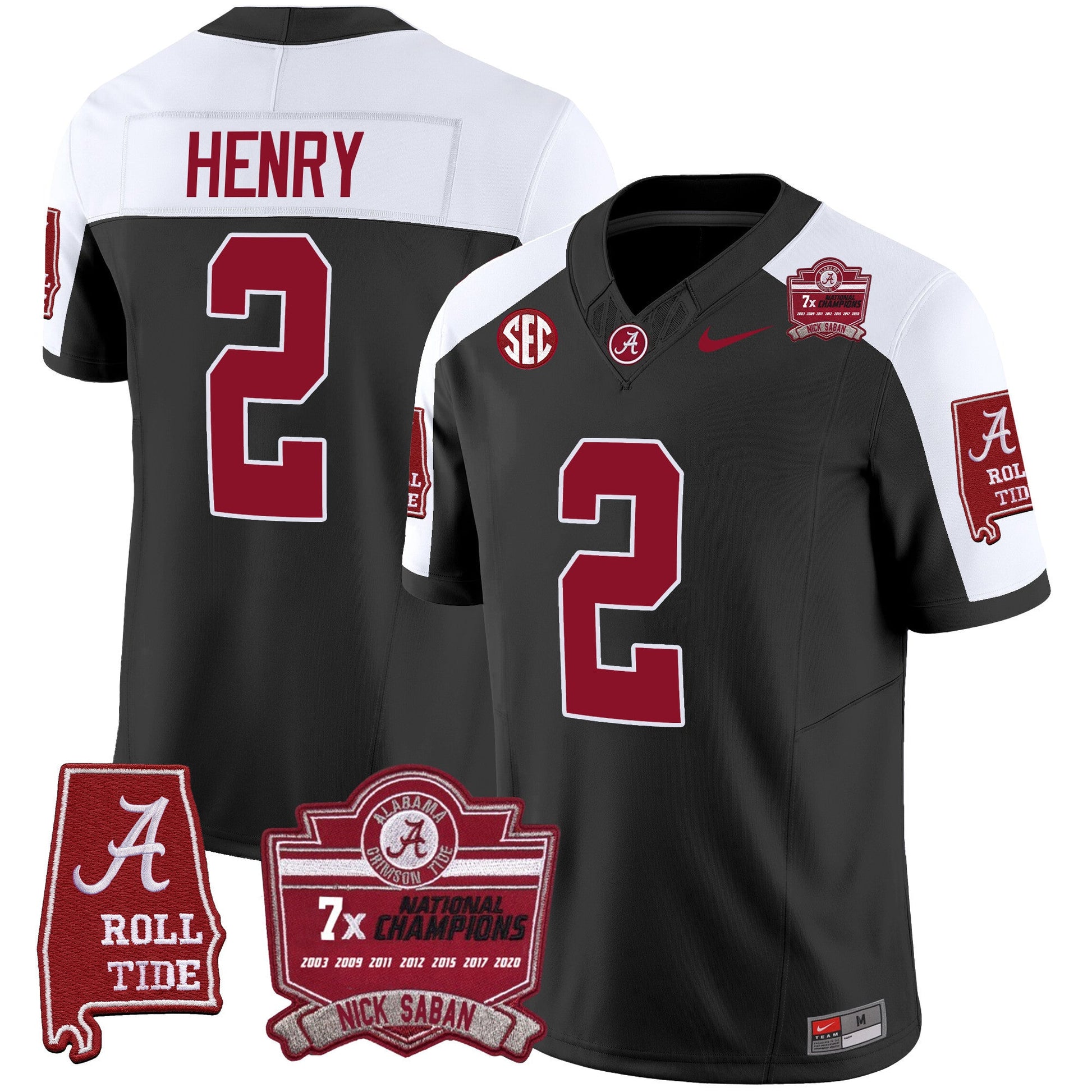 Men's Alabama Crimson Tide Nick Saban 7x Champions Patch Vapor Jersey - All Stitched
