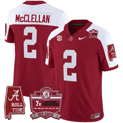 Men's Alabama Crimson Tide Nick Saban 7x Champions Patch Vapor Jersey - All Stitched