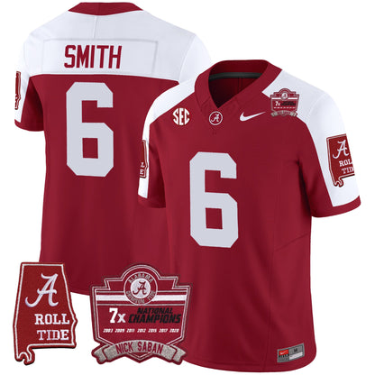 Men's Alabama Crimson Tide Nick Saban 7x Champions Patch Vapor Jersey - All Stitched