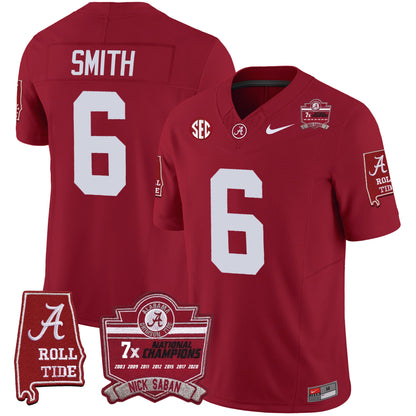 Men's Alabama Crimson Tide Nick Saban 7x Champions Patch Vapor Jersey - All Stitched
