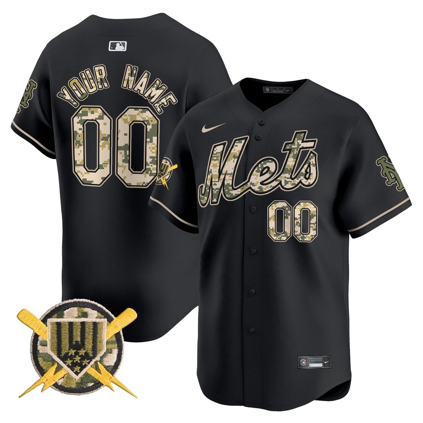 Mets Armed Forces Day Vapor Premier Limited Custom Jersey - All Stitched