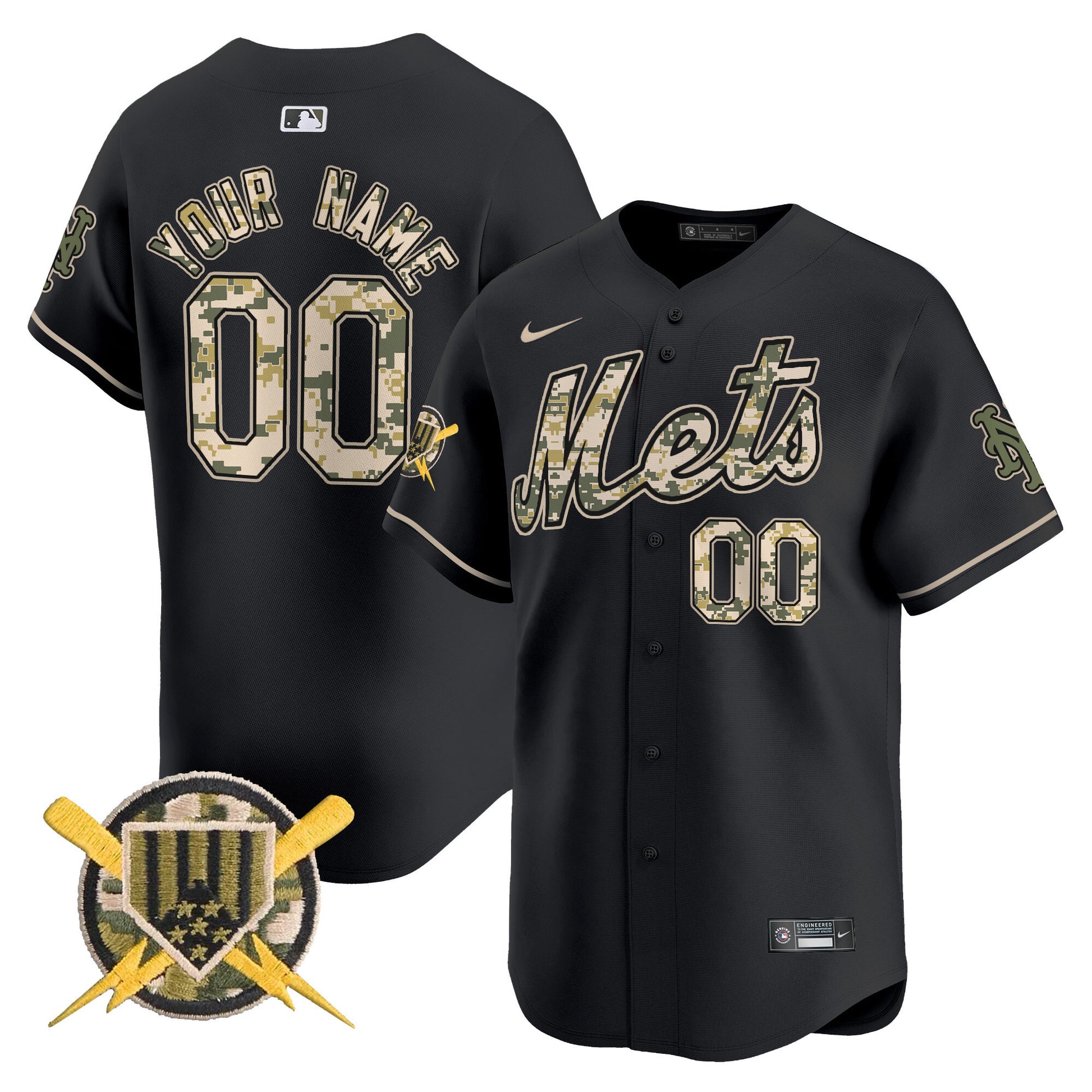 Mets Armed Forces Day Vapor Premier Limited Custom Jersey - All Stitched