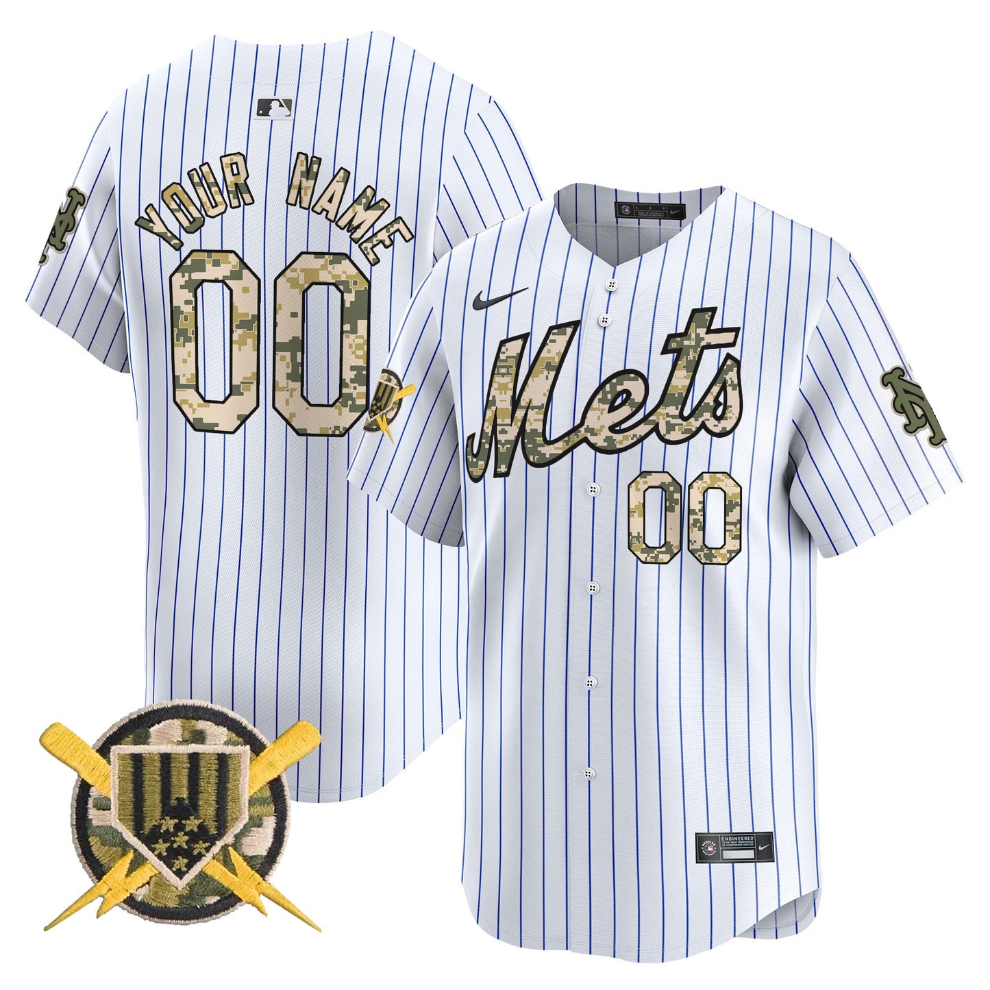 Mets Armed Forces Day Vapor Premier Limited Custom Jersey - All Stitched