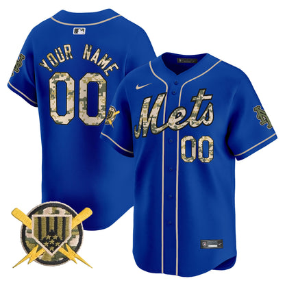 Mets Armed Forces Day Vapor Premier Limited Custom Jersey - All Stitched