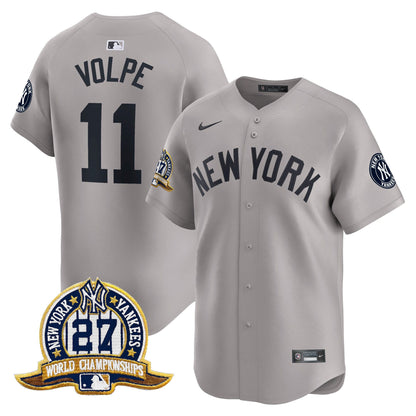 Men's New York Yankees 27 Time Champions Patch Vapor Premier Limited Jersey - All Stitched