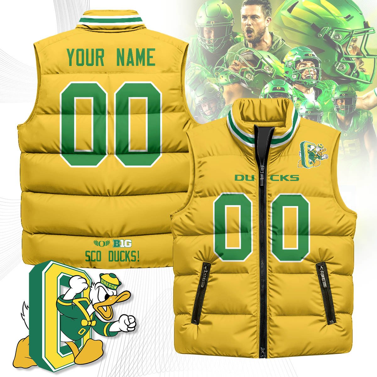 Custom Oregon Ducks Unisex Puffer Vest