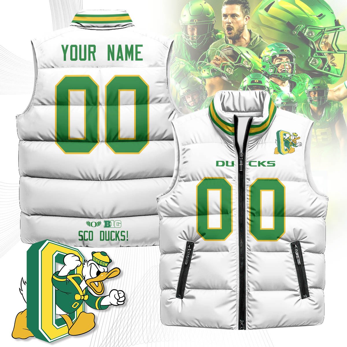 Custom Oregon Ducks Unisex Puffer Vest