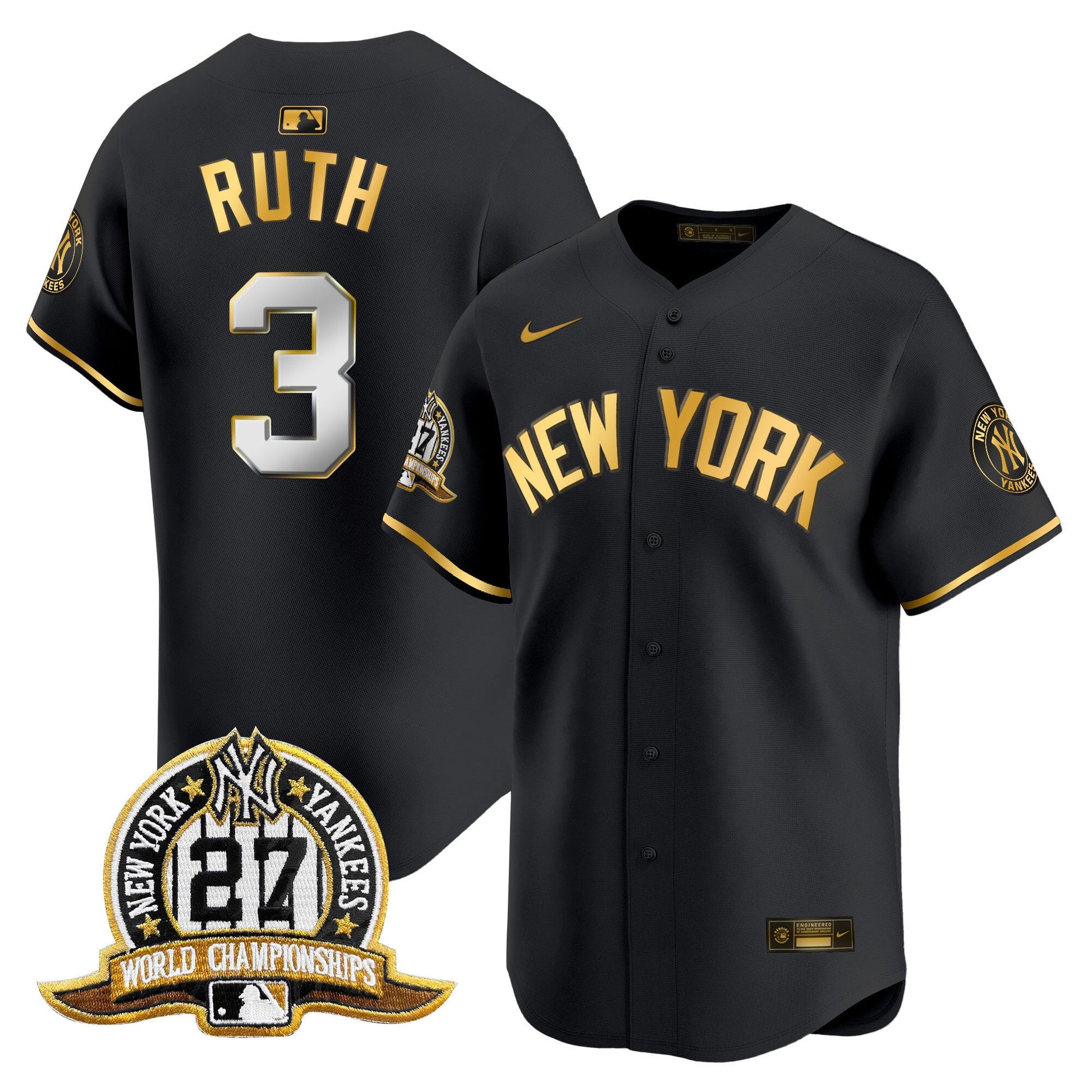 Men's New York Yankees 27 Time Champions Patch Vapor Premier Limited Jersey V2 - All Stitched