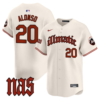 Men's Mets Nas Illmatic Vapor Premier Limited Jersey - All Stitched