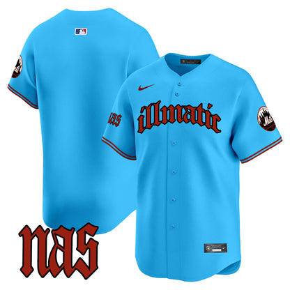 Men's Mets Nas Illmatic Vapor Premier Limited Jersey - All Stitched