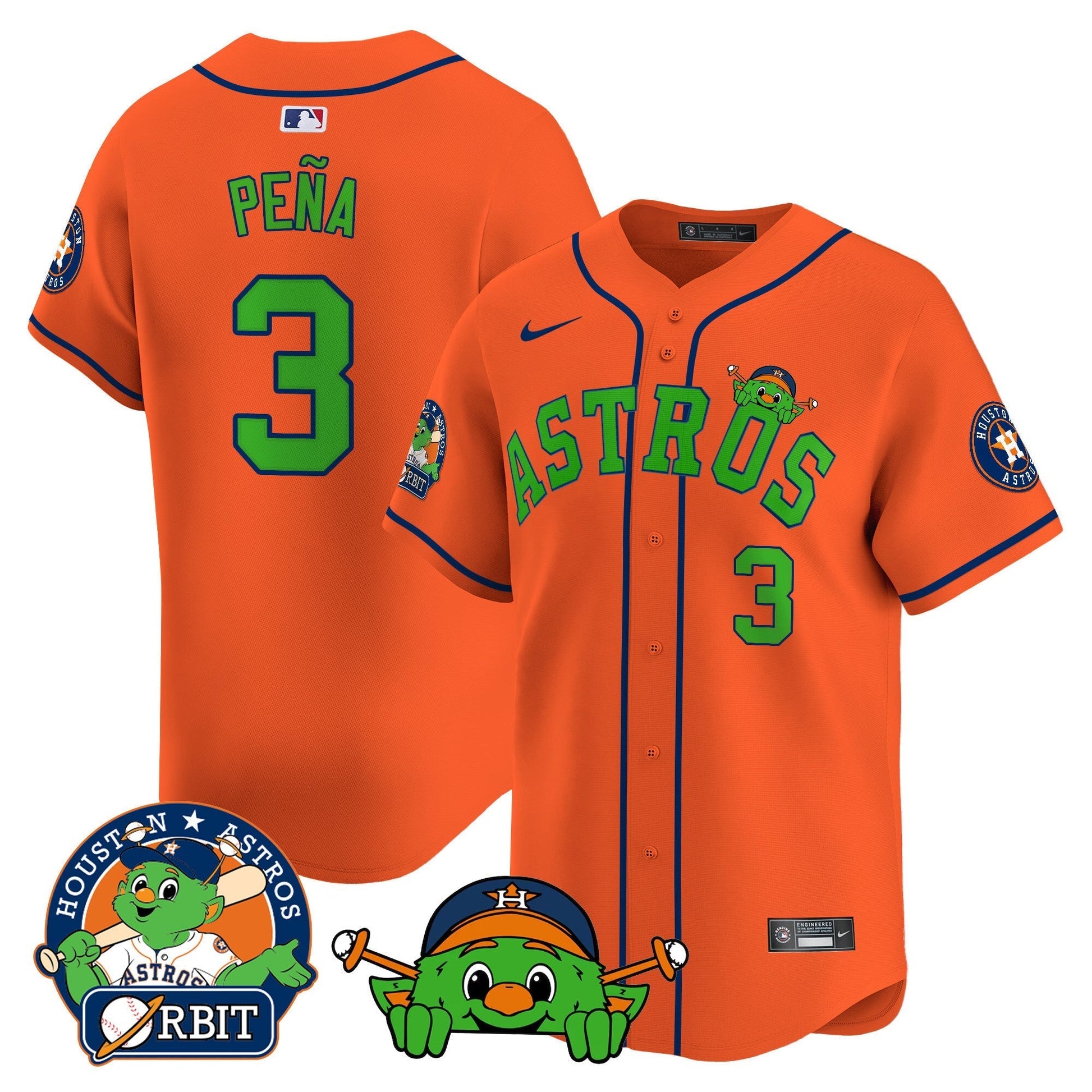 Men's Astros Orbit Patch Vapor Premier Limited Jersey V3 - All Stitched