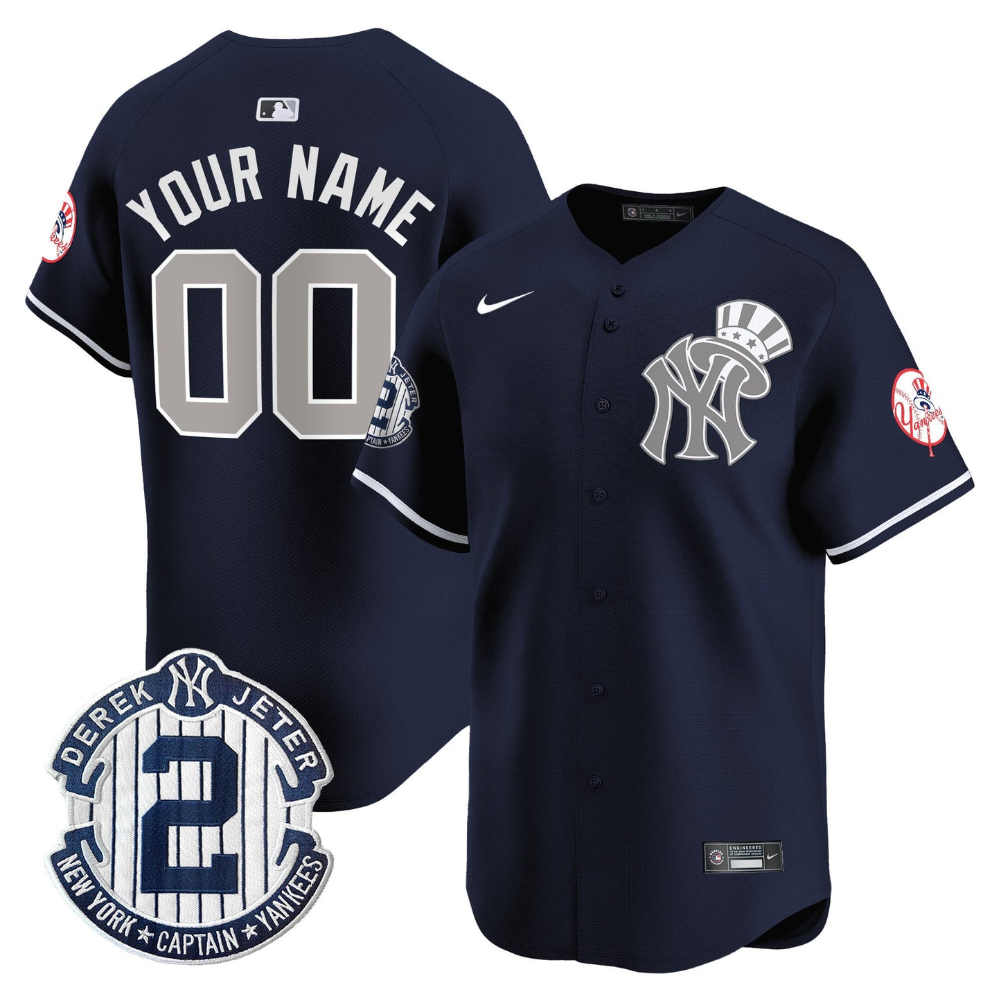 New York Yankees Derek Jeter Patch Vapor Premier Limited Custom Jersey V2 - All Stitched