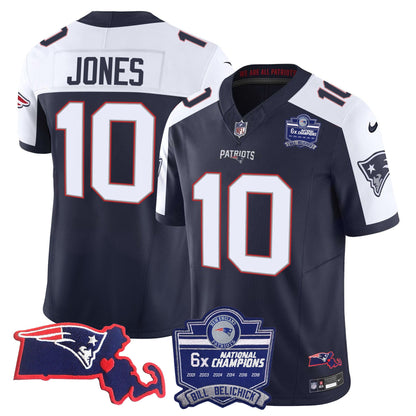 Men's Patriots Bill Belichick 6x Champions Patch Vapor Jersey - All Stitched